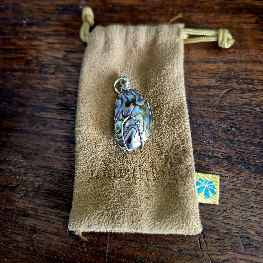 Colorful Abalone Shell Pendant with Silver Detail